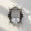 Decorative Antler Frame with Black Bows on White Wall and Shadow Effects 3d model