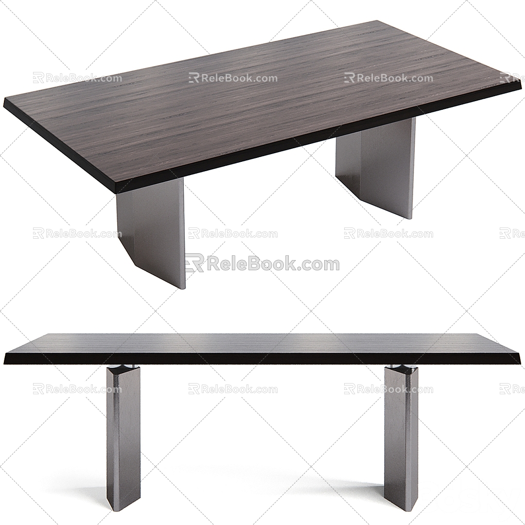 Minotti solid wood dining table 3d model