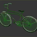Vintage Green Bicycle With Rusty Frame Curved Handlebar And Worn Dirty Wheels