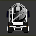 Black and White Concrete Mixer Truck 3D Model with Cab and Mixer Drum