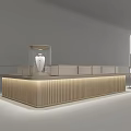 Elegant Modern Jewelry Store Interior With Wooden Counter And Glass Display Cases