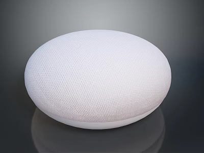 White Round Fabric Smart Speaker Electronic Device With Voice Assistant Function 3d model