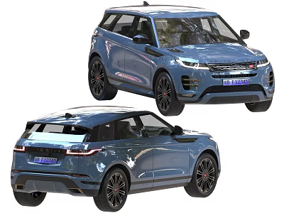 Blue SUV Car With Modern Stylish Exterior Front And Rear Views 3d model