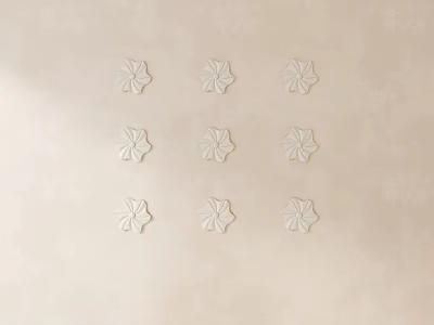 Floral Wall Decor Arrangement On Light Colored Wall 3d model