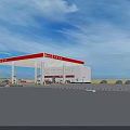Modern Gas Station Featuring Red Canopy And White Building Structure