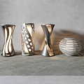 Decorative Modern Outdoor Lights With Unique Wave Circular Holes Spiral Spherical Striped Metallic Design