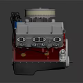 High Performance Engine With Red Cylinder Block Silver Air Filter And Metal Pipes