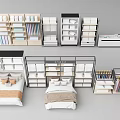 Contemporary Double Bed With Open Shelves Wardrobes And Drawer Units In Bedroom