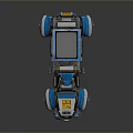Futuristic Armored Truck In Blue Gray With Mechanical Details And Yellow Lights