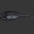 3D Rendered Aquatic Monster With Sharp Teeth Gray Skin And Fins On Dark Background