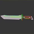 Tactical Combat Knife With Serrated Sharp Blade Green Handle And Metal Construction Design