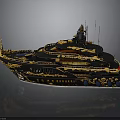 Luxury Black And Gold Decorative Yacht With MAYA Name And Elegant Details