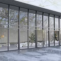 Modern Swing Door Design In Interior Space With Glass Panels And Metal Frames