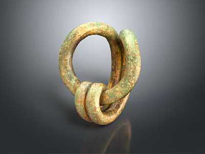 Vintage Bronze Clothing Accessory With Intertwined Ring Design And Rustic Finish 3d model