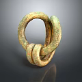 Vintage Bronze Clothing Accessory With Intertwined Ring Design And Rustic Finish