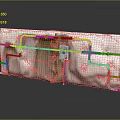 White Panel With Yellow Pipes Green Stains Red Device Metal Frame And Water Droplets
