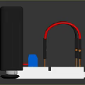 Black Power Supply Connected To White Circuit Board With Blue Component And Red Black Wires