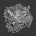 Demolished Construction Rubble With Broken Concrete Blocks Bricks And Crushed Stones 3d model