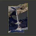 3D Detailed Topographic Map Featuring Castle River and Mountain Landscape