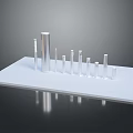 Set of Hardware Tools Various Sizes Silver Cylindrical Rods Displayed on White Platform 3d model