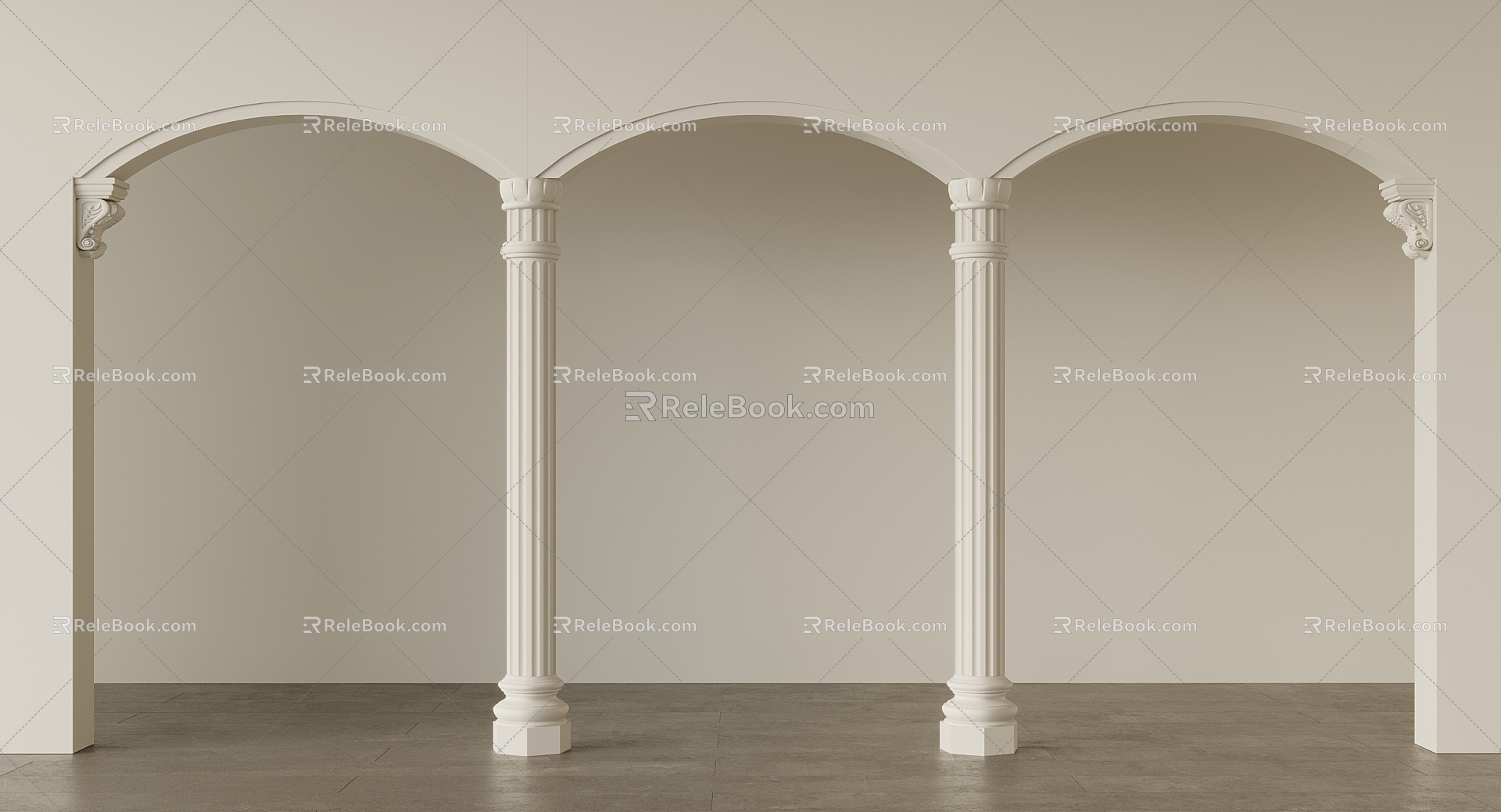 French door cover pass Roman column 3d model