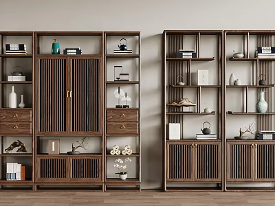 Traditional Chinese Wooden Bogu Shelf Displaying Vases Tea Sets Books And Decorative Items 3d model