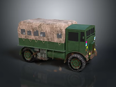 Green Military Tank Featuring Canvas Covered Cargo Area Observation Windows And Heavy Tracks 3d model