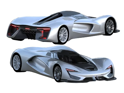 Futuristic Silver Concept Sports Car With Sleek Aerodynamic Body And Modern Exterior Design 3d model
