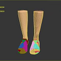 Red Sports Shoes Worn On Flesh Colored Prosthetic Legs Against Dark Background