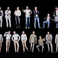 Multiple Men In Various Poses Standing And Sitting With Casual Formal Attire