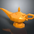 Orange Geometric Aladdin Lamp Combination With 3D Rendered Design Curved Spout And Stable Base