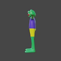 3D Game Character Frog With Green Body Purple Shirt Yellow Shorts And Arms Outstretched