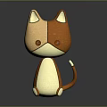 Adorable Knitted Orange And Beige Cat Doll With Round Eyes And Tail