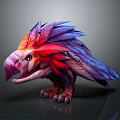 3D Rendered Fantasy Creature With Colorful Feathers Sharp Claws And Large Beak