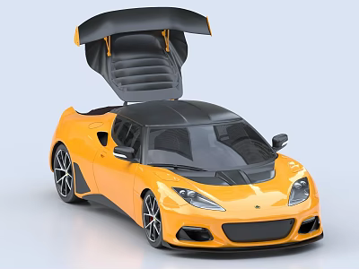 Yellow Sports Car With Open Scissor Doors Black Roof And Sleek Design Details 3d model