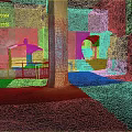 Ancient Stone Architecture Interior Landscape With Stone Walls Pillar Arched Doorways And Wet Ground