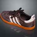 Adidas Samba Classic Casual Footwear Brown With White Stripes And Orange Sole