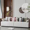 New Chinese Double Sofa Multi-Person Sofa 3d model