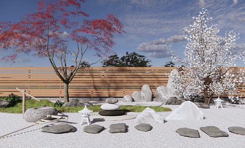 New Chinese style landscape sketch courtyard landscape 3d model