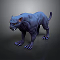 Blue Panther 3D Model in Standing Pose With Fierce Expression Sharp Claws and Dark Background