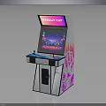 Neon Fist Arcade Machine With Pink White Design And Graffiti Art Illuminated Screen