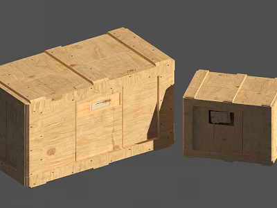 Solid Wood Storage Crates In Two Sizes With Reinforced Corners And Natural Texture 3d model