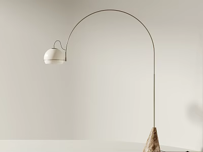 Modern Arched Floor Lamp With White Shade And Textured Base 3d model