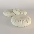 Three Soft White Round Bean Bag Chairs for Comfortable Seating 3d model