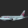 Qatar Airways Passenger Airplane With White Fuselage Red Tail Fin And Company Logo