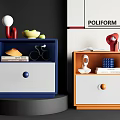 Simple Bedside Table Memphis Bedside Table Ornaments Combination Dopamine Bauhaus 3d model