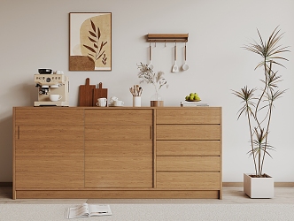 Modern Solid Wood Sideboard 3d model