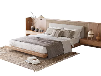 Modern Double Bed Master Bedroom Bed 3d model