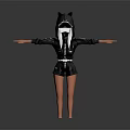 Fashionable Black Hoodie With Wolf Ear Design And Matching Shorts Outfit