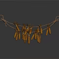Rope And Wire Crafted Hanging Rack Holding Small Brown Pods